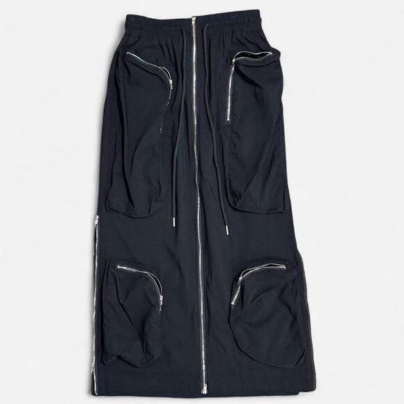 NWT Love Highlight Black Maxi Drawstring Alt Cargo Skirt w Working Zippers S - Picture 6 of 8